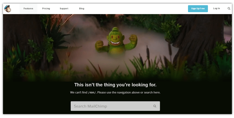 Ejemplo página de error 404: MailChimp